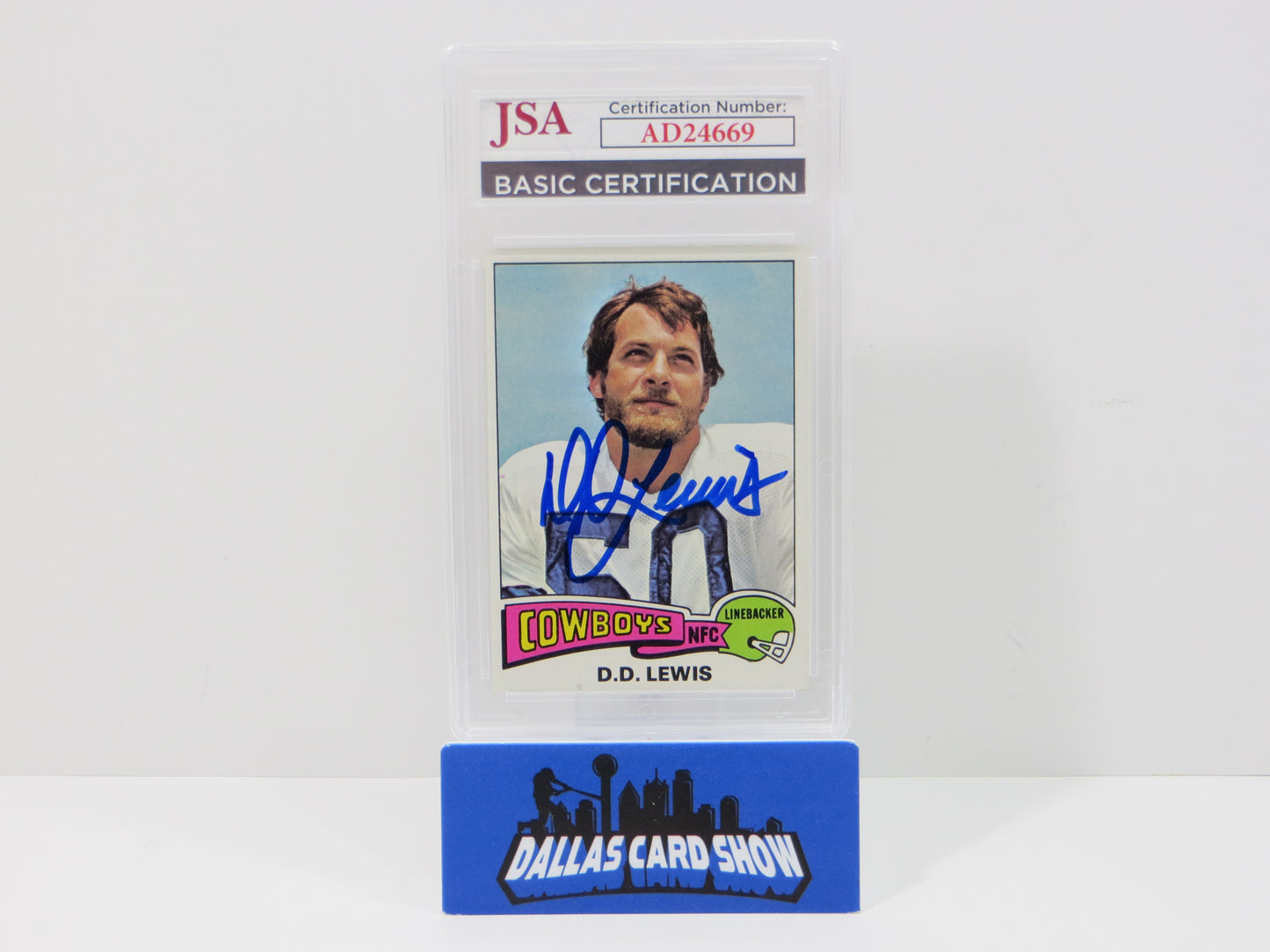 DD LEWIS SIGNED 1975 TOPPS Football Card #26 JSA SLAB Authentic AUTO