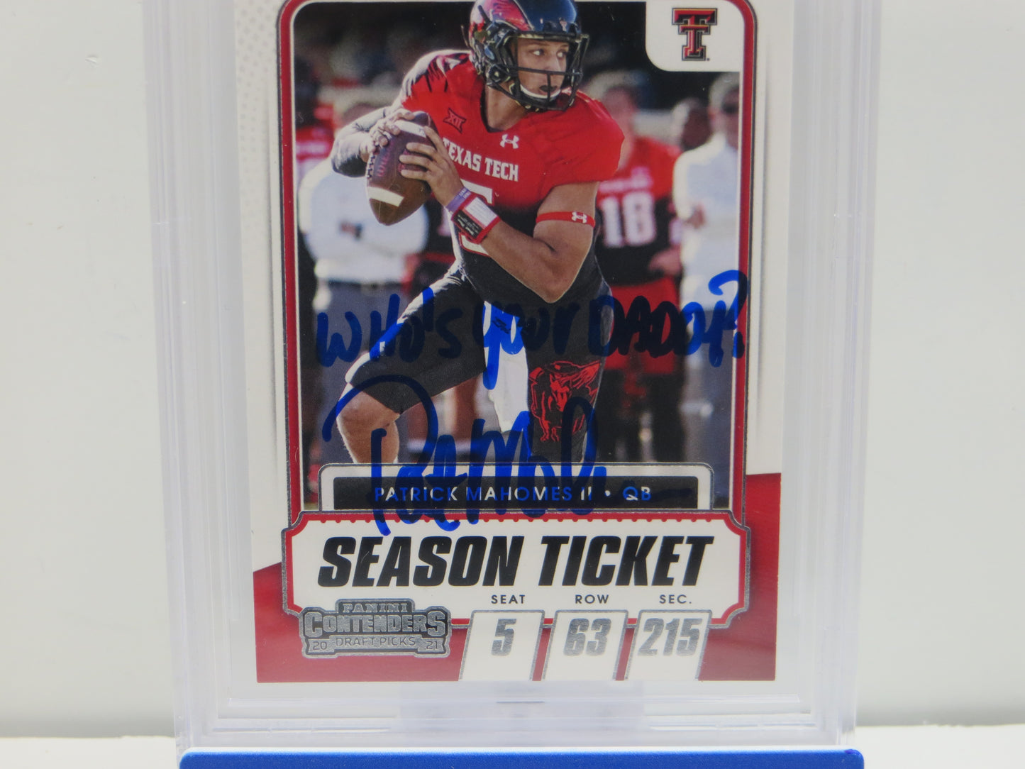 PAT MAHOMES SR SIGNED 2021 Contenders DraftPicks BGS BAS SLAB w/Who'sYourDaddy AUTO 10