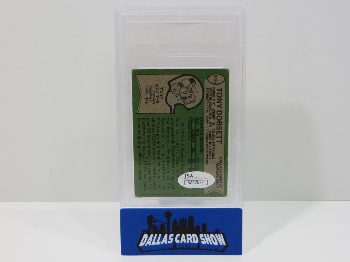 TONY DORSETT SIGNED 1978 TOPPS Football Card #315 JSA SLAB Authentic AUTO