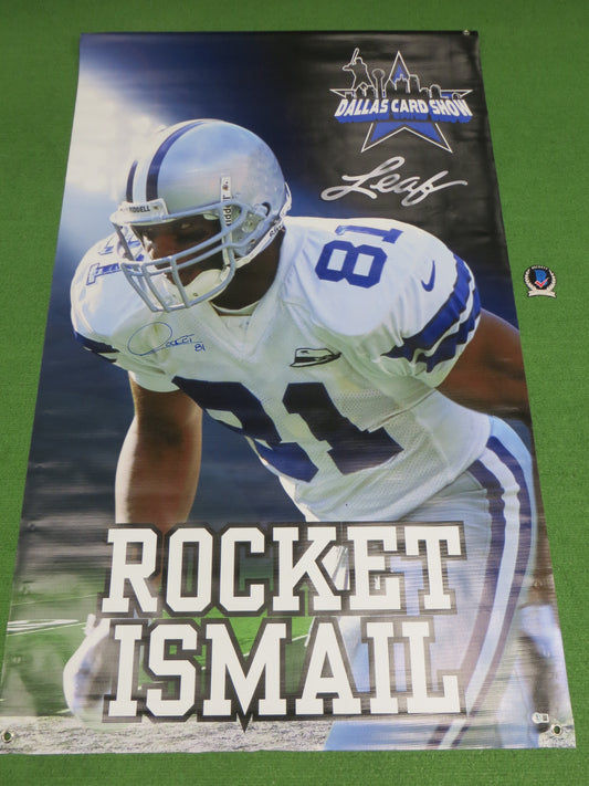 ROCKET ISMAIL SIGNED Dallas Cowboys Dallas Card Show 36x60 VINYL BANNER BAS COA