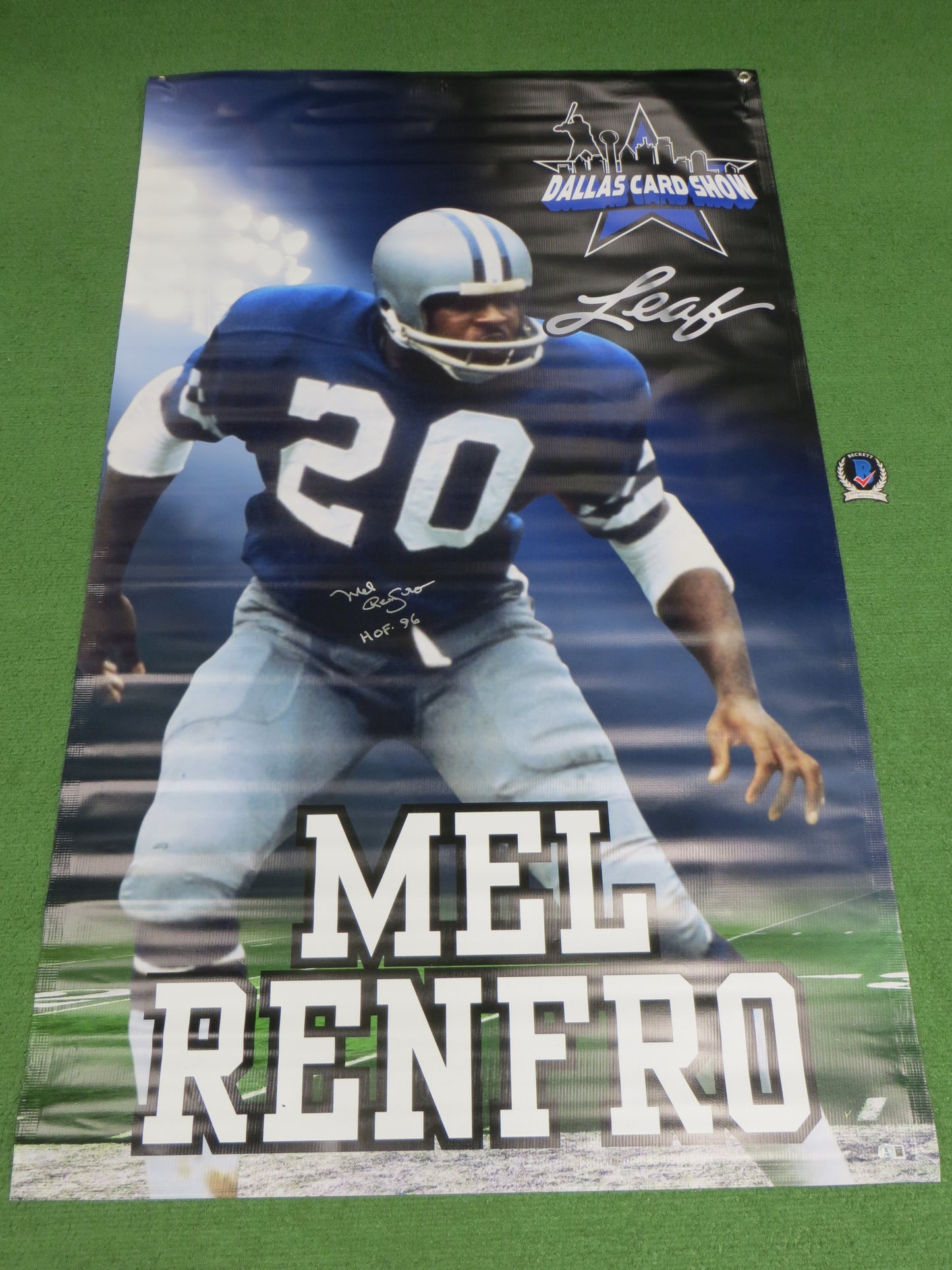 MEL RENFRO SIGNED Dallas Cowboys Dallas Card Show 36x60 VINYL BANNER BAS COA