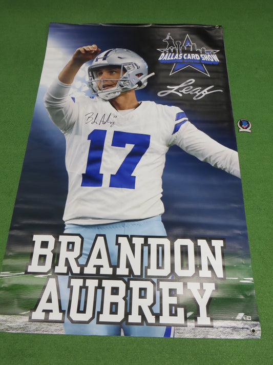 BRANDON AUBREY SIGNED Dallas Cowboys Dallas Card Show 36x60 VINYL BANNER BAS COA