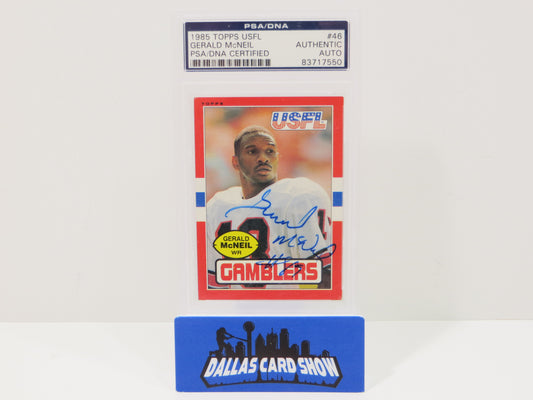 GERALD McNEIL SIGNED 1985 TOPPS USFL Football Card #46 PSA SLAB Authentic AUTO