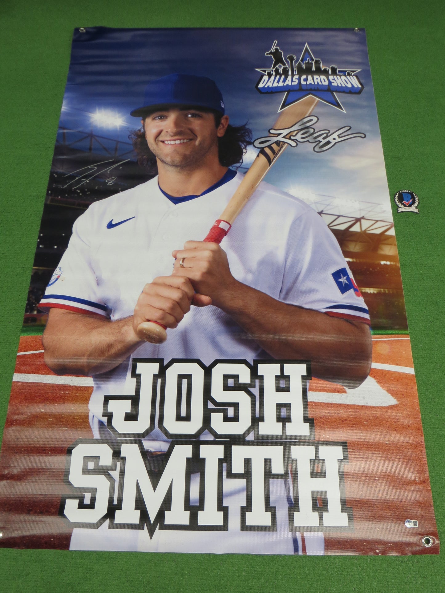 JOSH SMITH SIGNED Texas Rangers Dallas Card Show 36x60 VINYL BANNER BAS COA