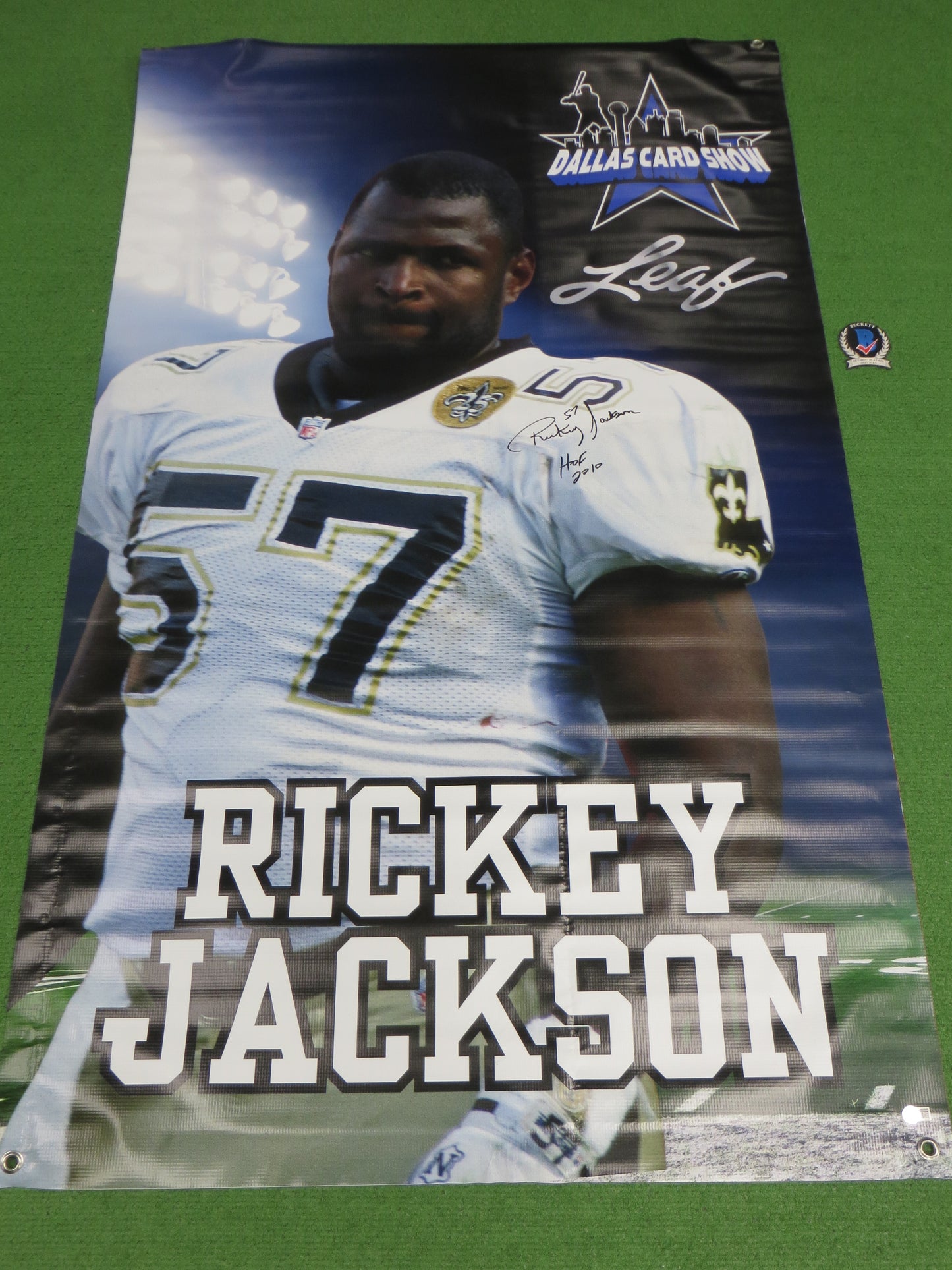 RICKEY JACKSON SIGNED New Orleans Saints Dallas Card Show 36x60 VINYL BANNER BAS COA