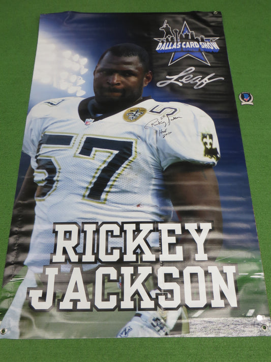 RICKEY JACKSON SIGNED New Orleans Saints Dallas Card Show 36x60 VINYL BANNER BAS COA