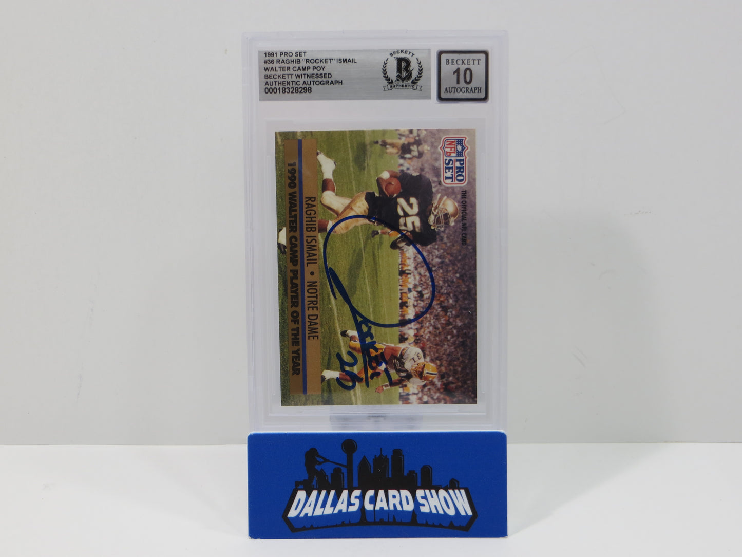 RAGHIB ROCKET ISMAIL SIGNED BGS BAS Slab 1991 Pro Set #36 Notre Dame AUTO 10