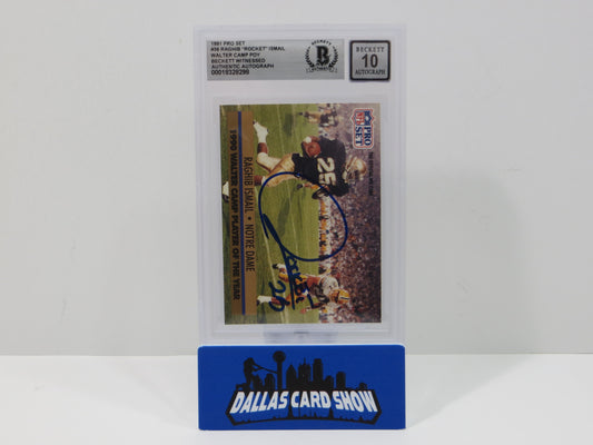 RAGHIB ROCKET ISMAIL SIGNED BGS BAS Slab 1991 Pro Set #36 Notre Dame AUTO 10