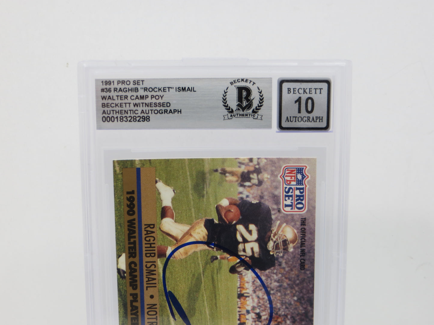 RAGHIB ROCKET ISMAIL SIGNED BGS BAS Slab 1991 Pro Set #36 Notre Dame AUTO 10
