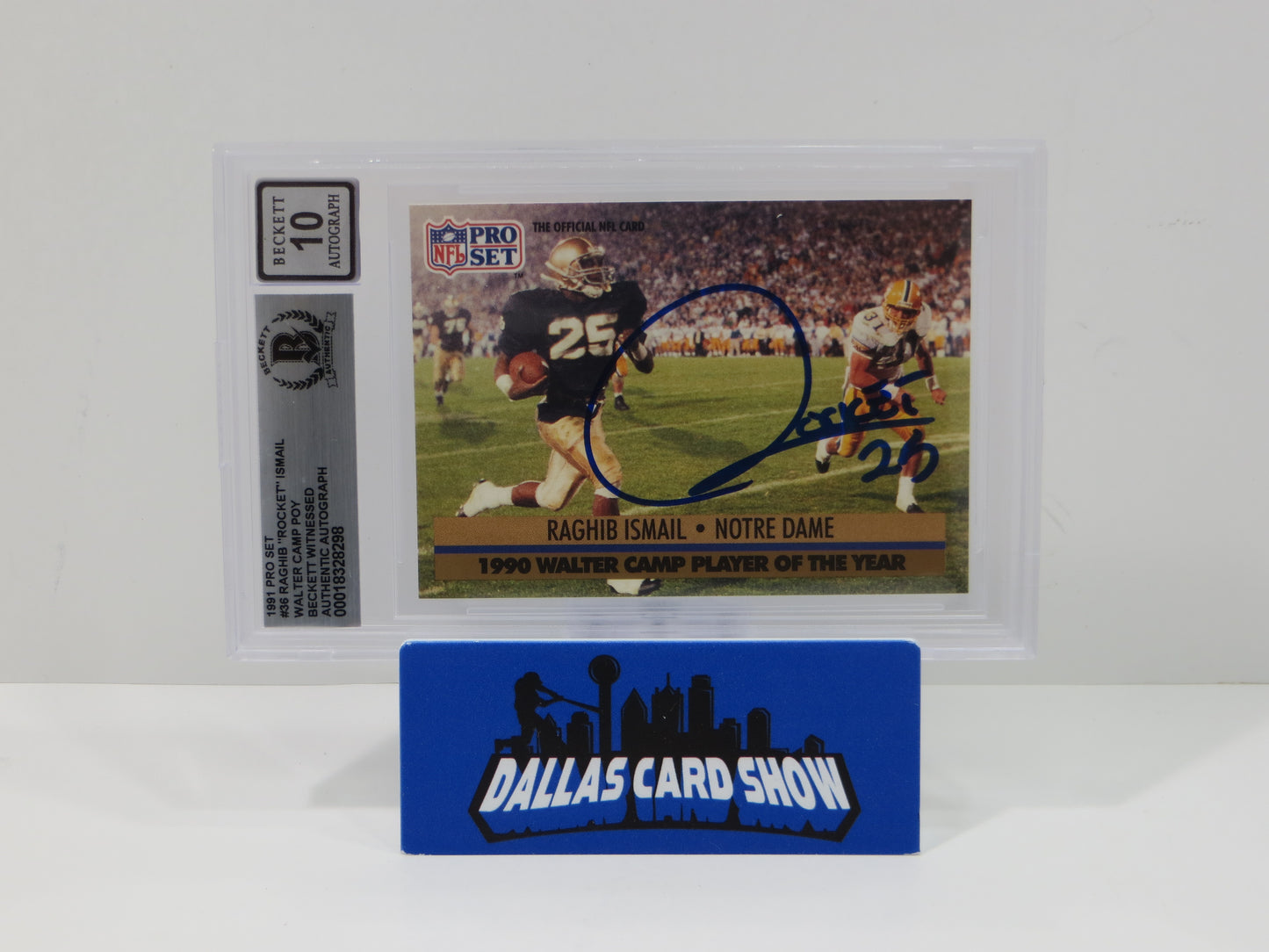 RAGHIB ROCKET ISMAIL SIGNED BGS BAS Slab 1991 Pro Set #36 Notre Dame AUTO 10