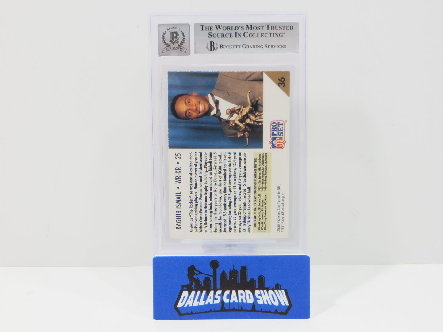 RAGHIB ROCKET ISMAIL SIGNED BGS BAS Slab 1991 Pro Set #36 Notre Dame AUTO 10