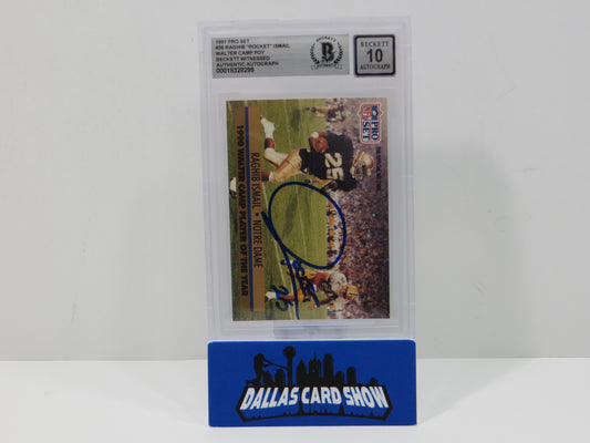 RAGHIB ROCKET ISMAIL SIGNED BGS BAS Slab 1991 Pro Set #36 Notre Dame AUTO 10