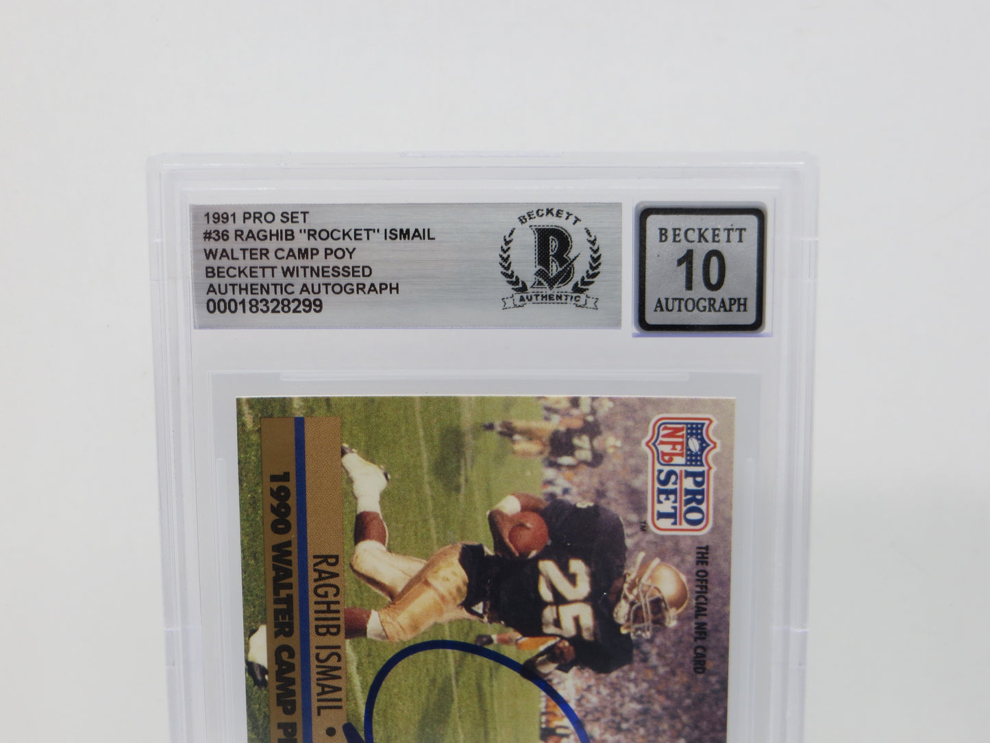 RAGHIB ROCKET ISMAIL SIGNED BGS BAS Slab 1991 Pro Set #36 Notre Dame AUTO 10