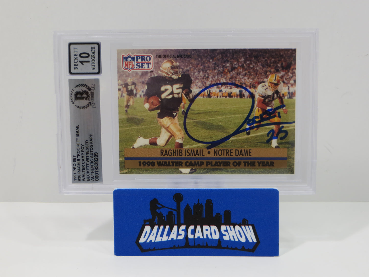RAGHIB ROCKET ISMAIL SIGNED BGS BAS Slab 1991 Pro Set #36 Notre Dame AUTO 10