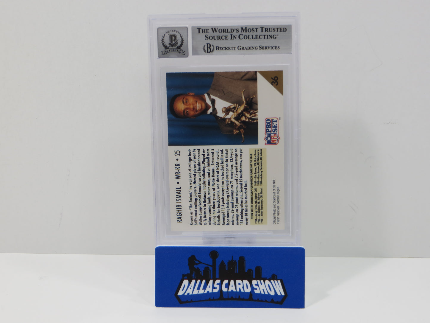 RAGHIB ROCKET ISMAIL SIGNED BGS BAS Slab 1991 Pro Set #36 Notre Dame AUTO 10
