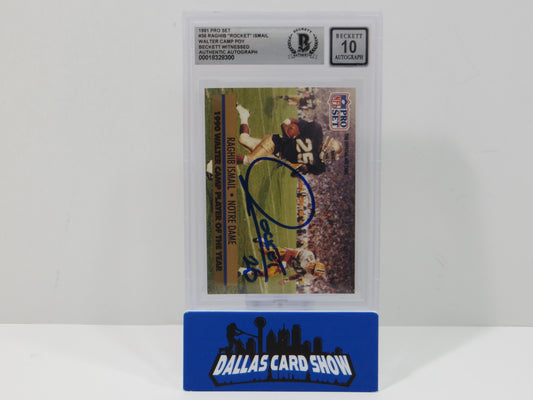 RAGHIB ROCKET ISMAIL SIGNED BGS BAS Slab 1991 Pro Set #36 Notre Dame AUTO 10