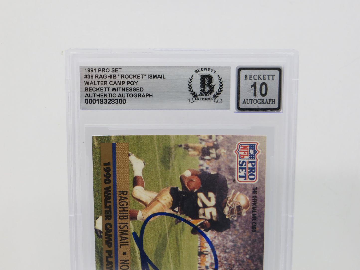 RAGHIB ROCKET ISMAIL SIGNED BGS BAS Slab 1991 Pro Set #36 Notre Dame AUTO 10