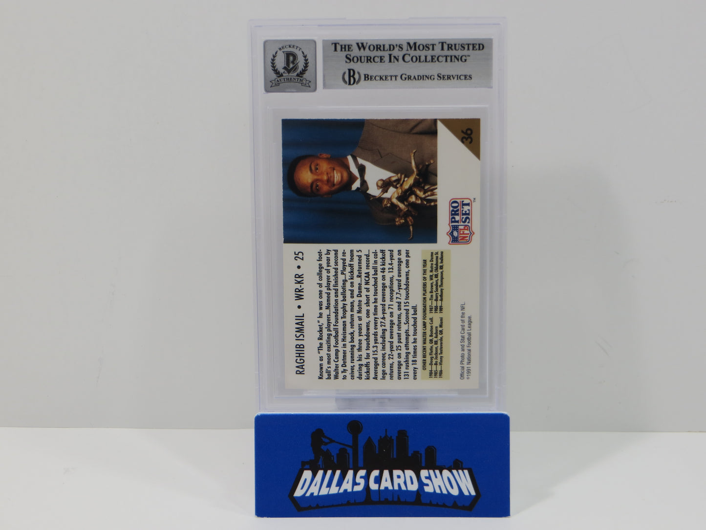 RAGHIB ROCKET ISMAIL SIGNED BGS BAS Slab 1991 Pro Set #36 Notre Dame AUTO 10