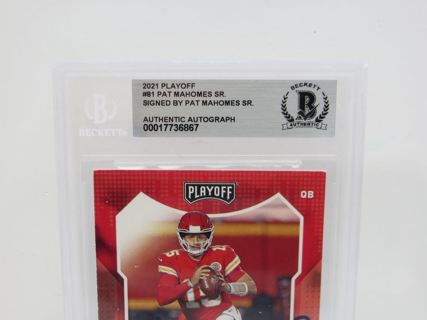 PAT MAHOMES SR SIGNED 2021 Playoff BGS BAS SLAB w/Who's Your Daddy
