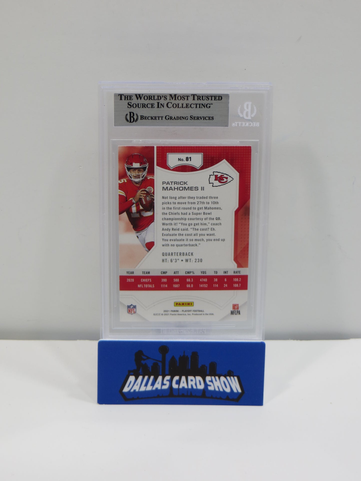 PAT MAHOMES SR SIGNED 2021 Playoff BGS BAS SLAB w/Who's Your Daddy