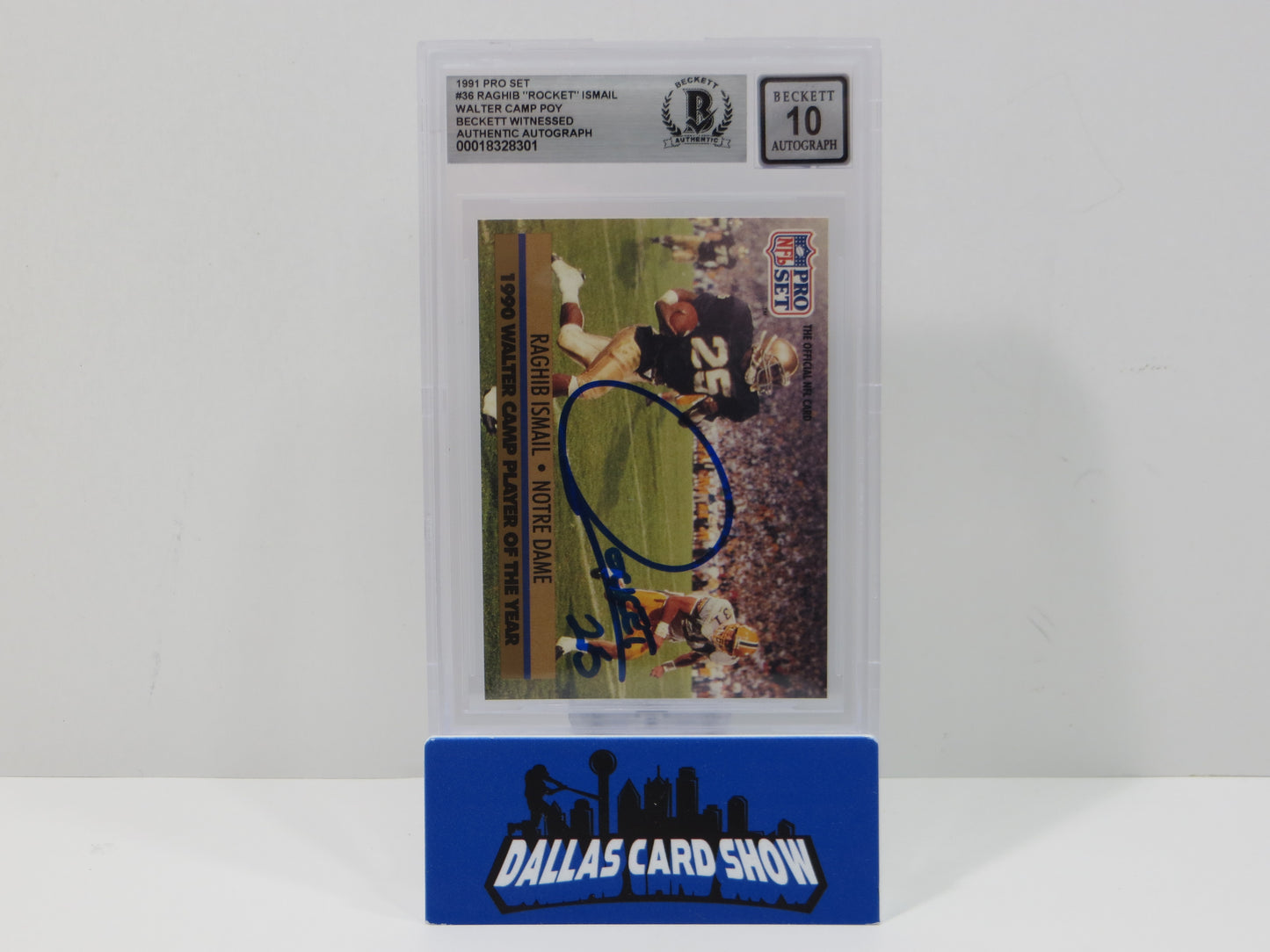 RAGHIB ROCKET ISMAIL SIGNED BGS BAS Slab 1991 Pro Set #36 Notre Dame AUTO 10