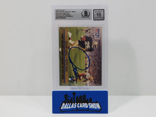 RAGHIB ROCKET ISMAIL SIGNED BGS BAS Slab 1991 Pro Set #36 Notre Dame AUTO 10