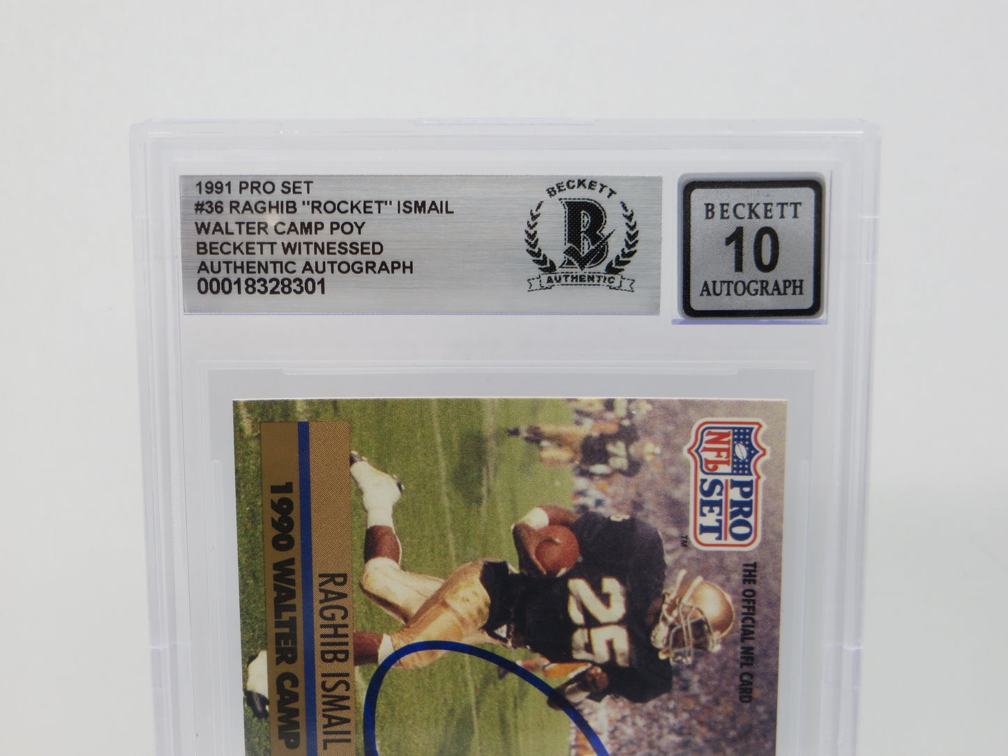 RAGHIB ROCKET ISMAIL SIGNED BGS BAS Slab 1991 Pro Set #36 Notre Dame AUTO 10
