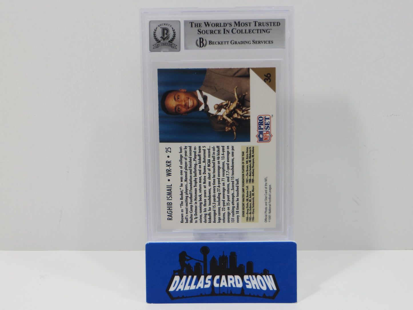 RAGHIB ROCKET ISMAIL SIGNED BGS BAS Slab 1991 Pro Set #36 Notre Dame AUTO 10