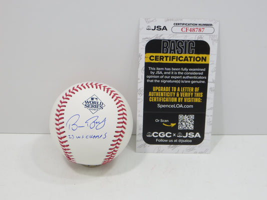 BRUCE BOCHY SIGNED Rawlings 2023 World Series BASEBALL w/INSC Texas Rangers JSA