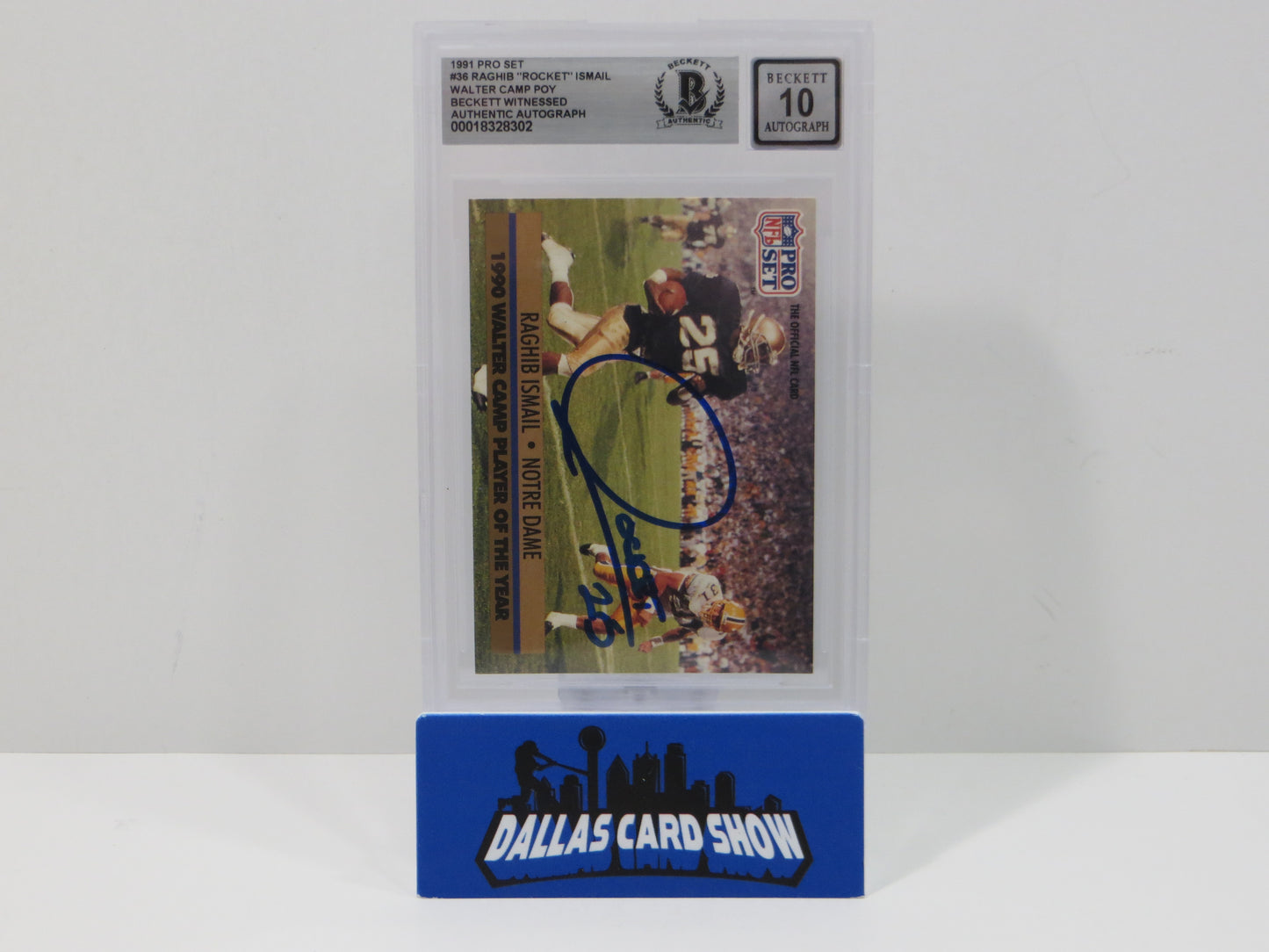 RAGHIB ROCKET ISMAIL SIGNED BGS BAS Slab 1991 Pro Set #36 Notre Dame AUTO 10