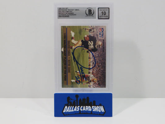 RAGHIB ROCKET ISMAIL SIGNED BGS BAS Slab 1991 Pro Set #36 Notre Dame AUTO 10