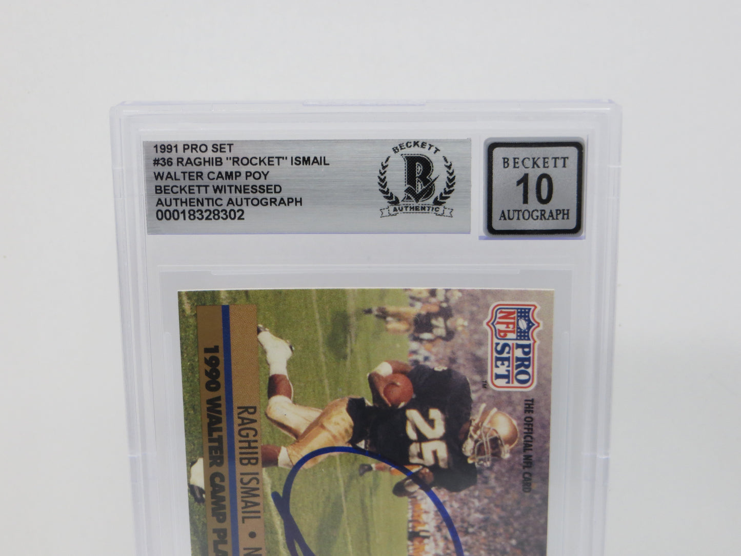 RAGHIB ROCKET ISMAIL SIGNED BGS BAS Slab 1991 Pro Set #36 Notre Dame AUTO 10