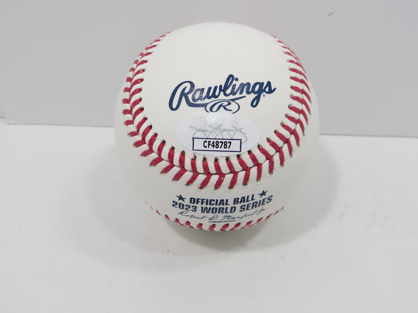 BRUCE BOCHY SIGNED Rawlings 2023 World Series BASEBALL w/INSC Texas Rangers JSA