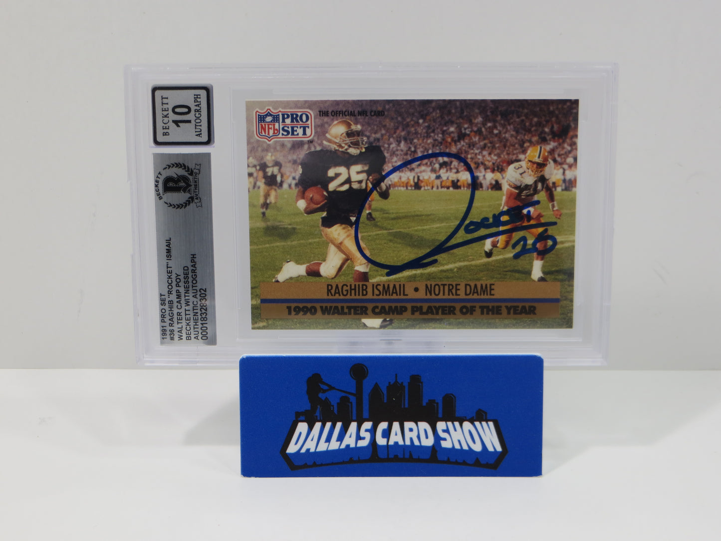 RAGHIB ROCKET ISMAIL SIGNED BGS BAS Slab 1991 Pro Set #36 Notre Dame AUTO 10