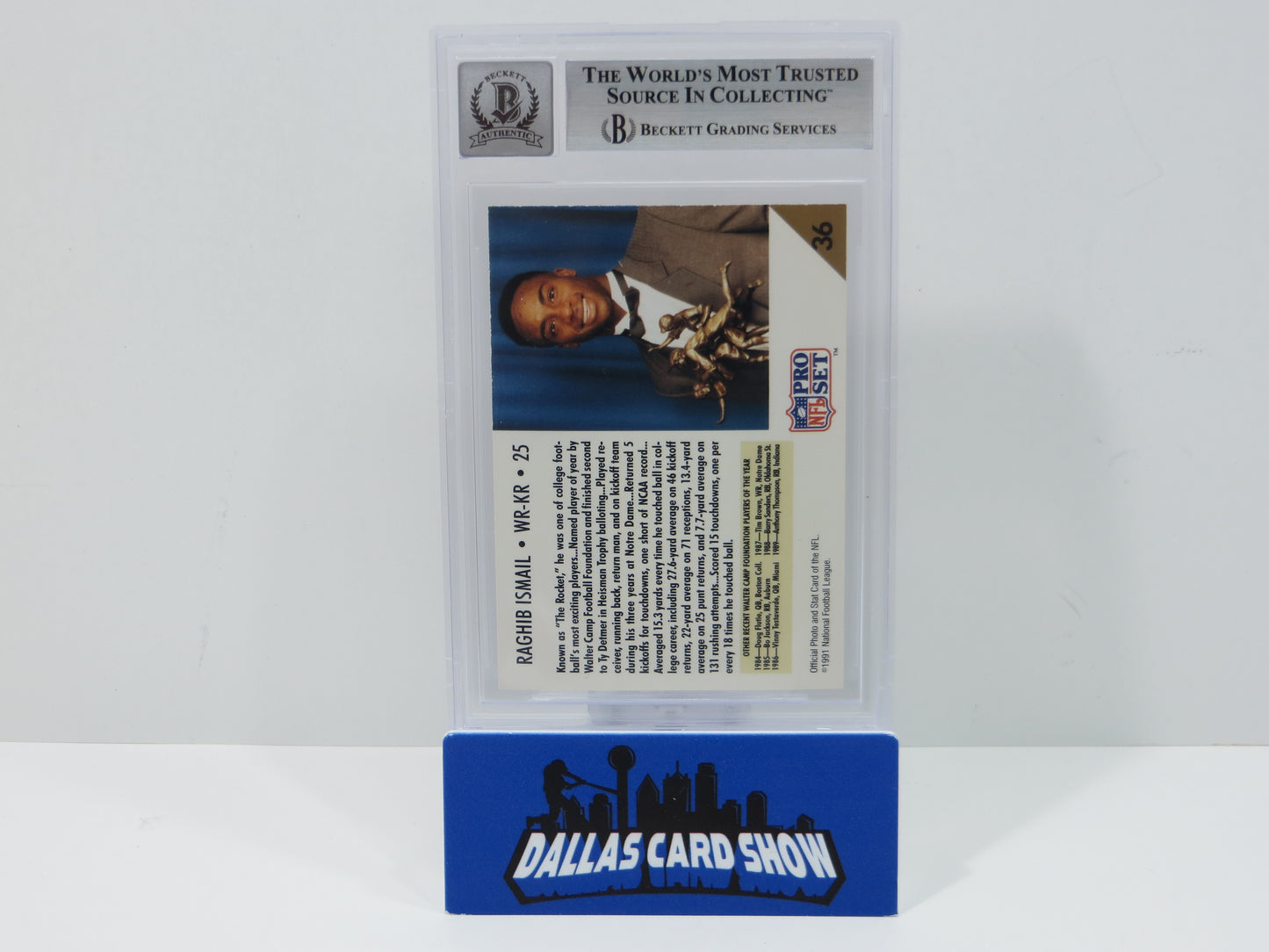 RAGHIB ROCKET ISMAIL SIGNED BGS BAS Slab 1991 Pro Set #36 Notre Dame AUTO 10