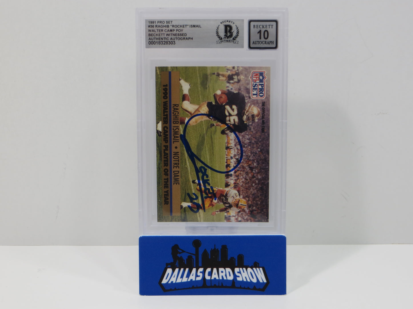RAGHIB ROCKET ISMAIL SIGNED BGS BAS Slab 1991 Pro Set #36 Notre Dame AUTO 10