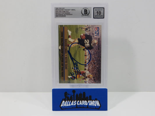 RAGHIB ROCKET ISMAIL SIGNED BGS BAS Slab 1991 Pro Set #36 Notre Dame AUTO 10