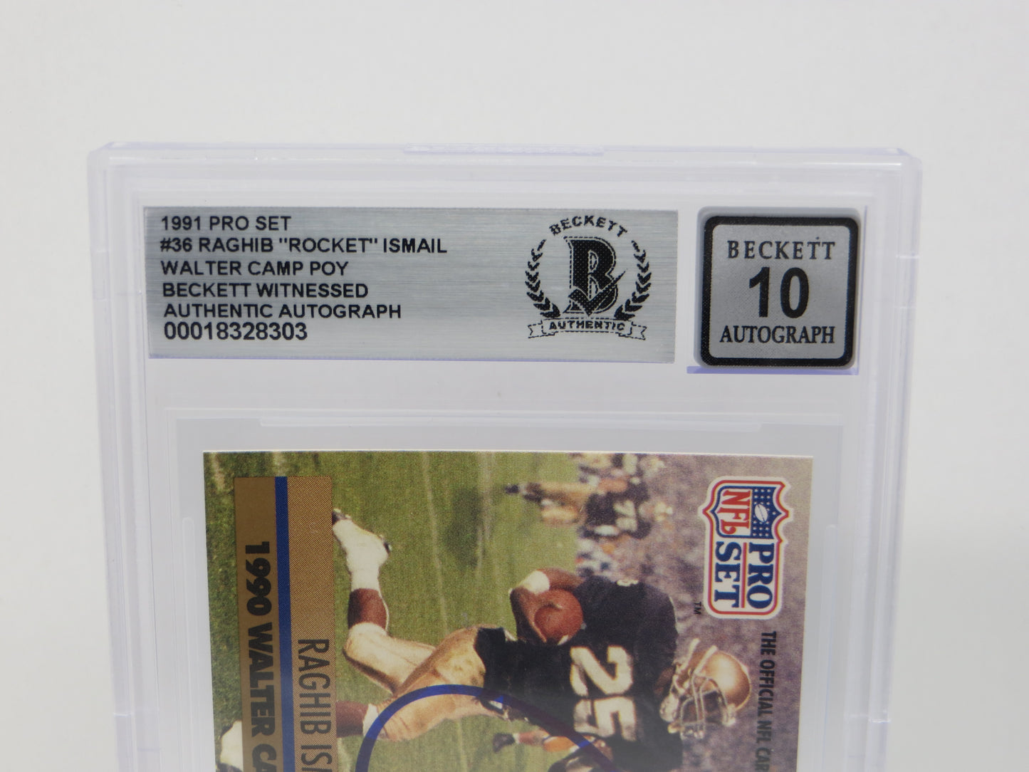 RAGHIB ROCKET ISMAIL SIGNED BGS BAS Slab 1991 Pro Set #36 Notre Dame AUTO 10