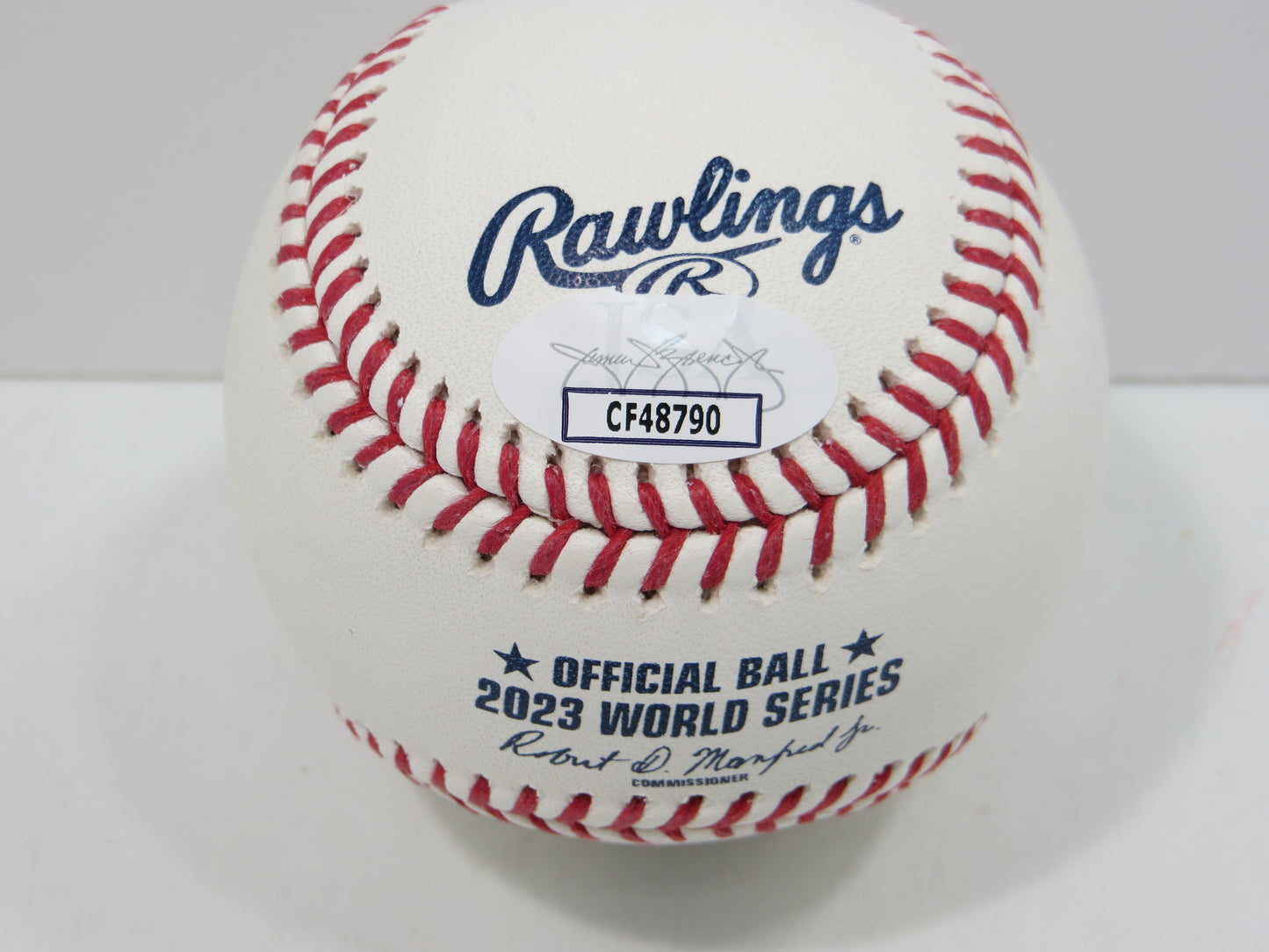 BRUCE BOCHY SIGNED Rawlings 2023 World Series BASEBALL w/INSC Texas Rangers JSA