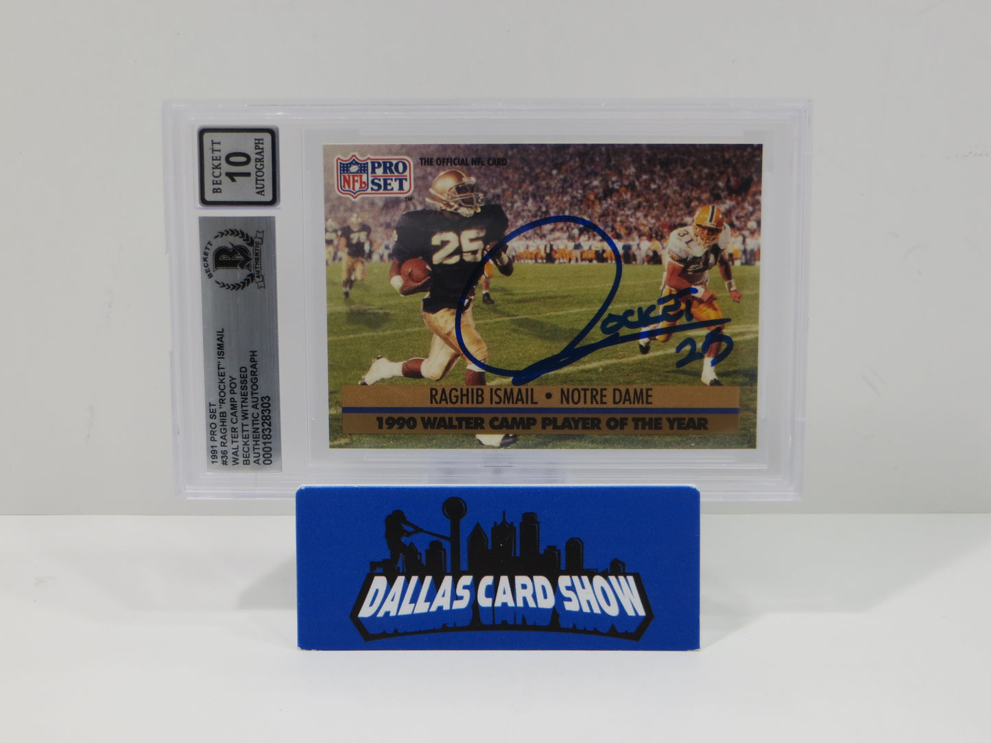 RAGHIB ROCKET ISMAIL SIGNED BGS BAS Slab 1991 Pro Set #36 Notre Dame AUTO 10