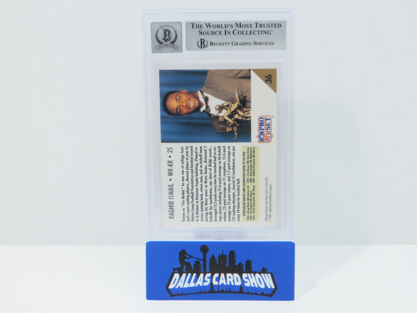 RAGHIB ROCKET ISMAIL SIGNED BGS BAS Slab 1991 Pro Set #36 Notre Dame AUTO 10