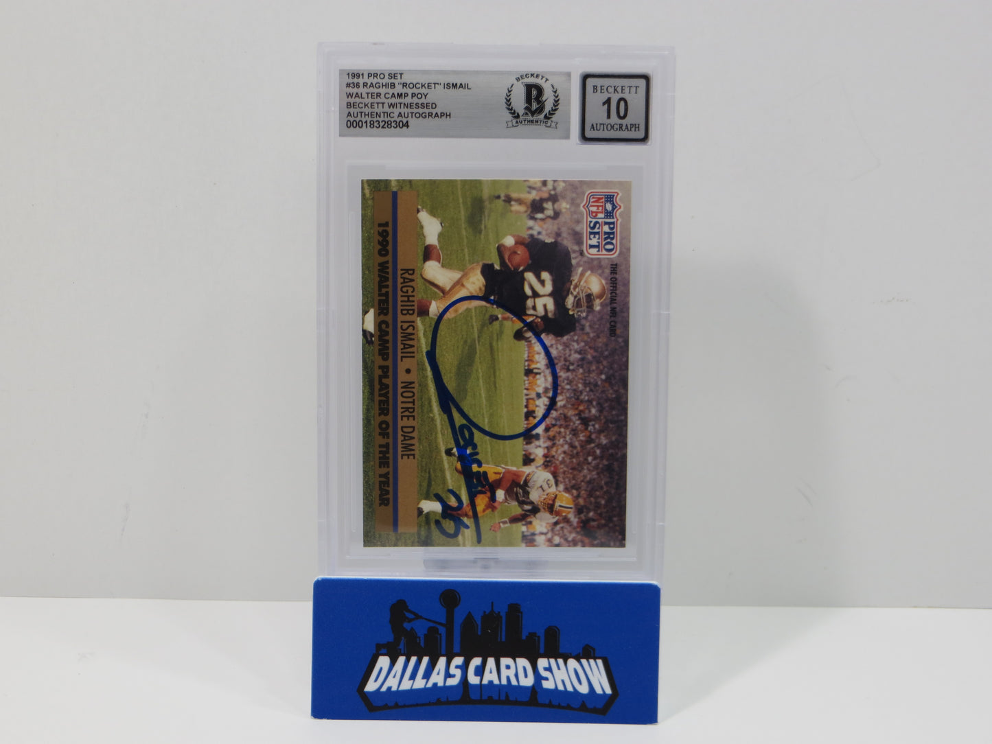 RAGHIB ROCKET ISMAIL SIGNED BGS BAS Slab 1991 Pro Set #36 Notre Dame AUTO 10