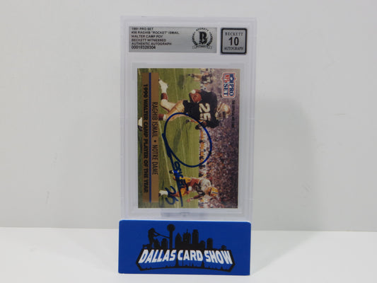 RAGHIB ROCKET ISMAIL SIGNED BGS BAS Slab 1991 Pro Set #36 Notre Dame AUTO 10