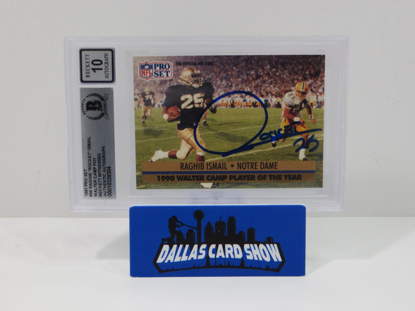 RAGHIB ROCKET ISMAIL SIGNED BGS BAS Slab 1991 Pro Set #36 Notre Dame AUTO 10