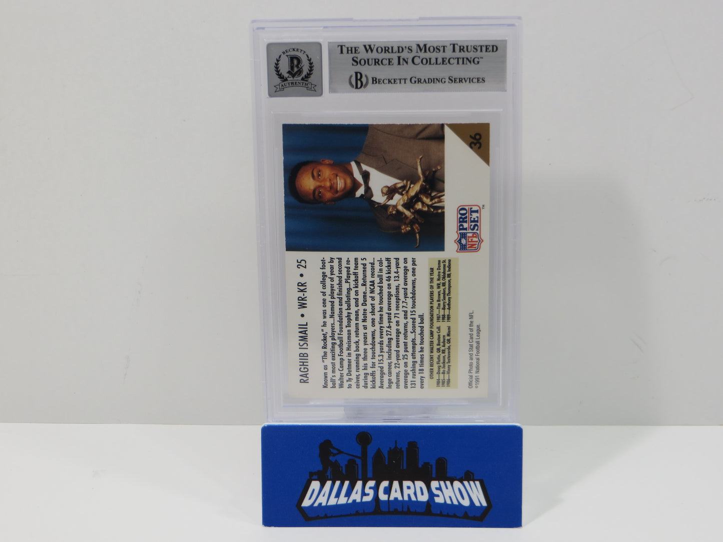 RAGHIB ROCKET ISMAIL SIGNED BGS BAS Slab 1991 Pro Set #36 Notre Dame AUTO 10