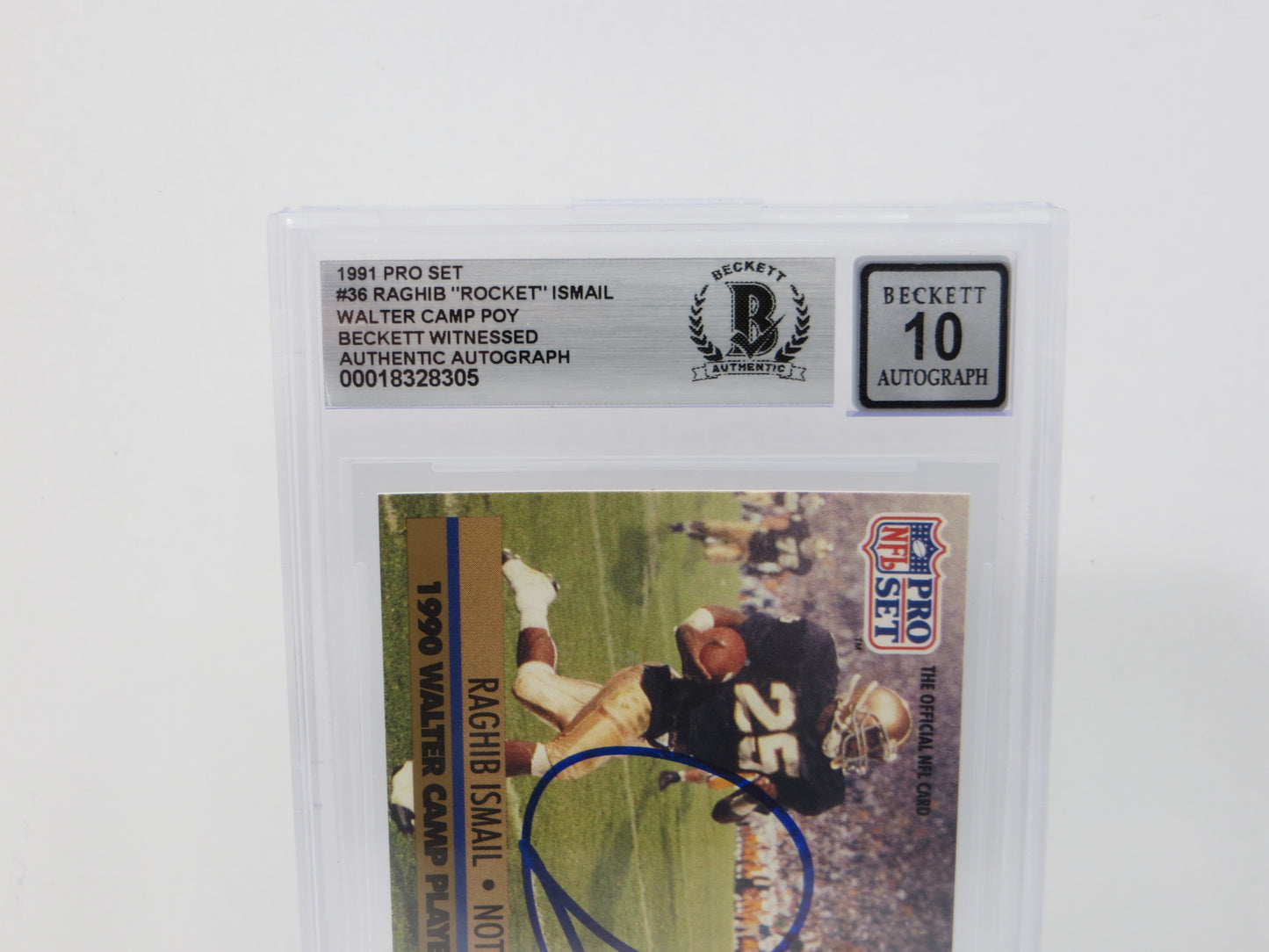 RAGHIB ROCKET ISMAIL SIGNED BGS BAS Slab 1991 Pro Set #36 Notre Dame AUTO 10