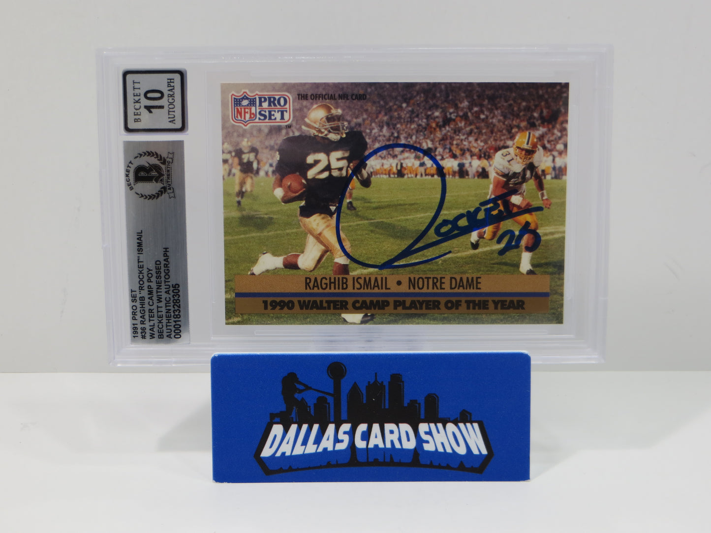 RAGHIB ROCKET ISMAIL SIGNED BGS BAS Slab 1991 Pro Set #36 Notre Dame AUTO 10