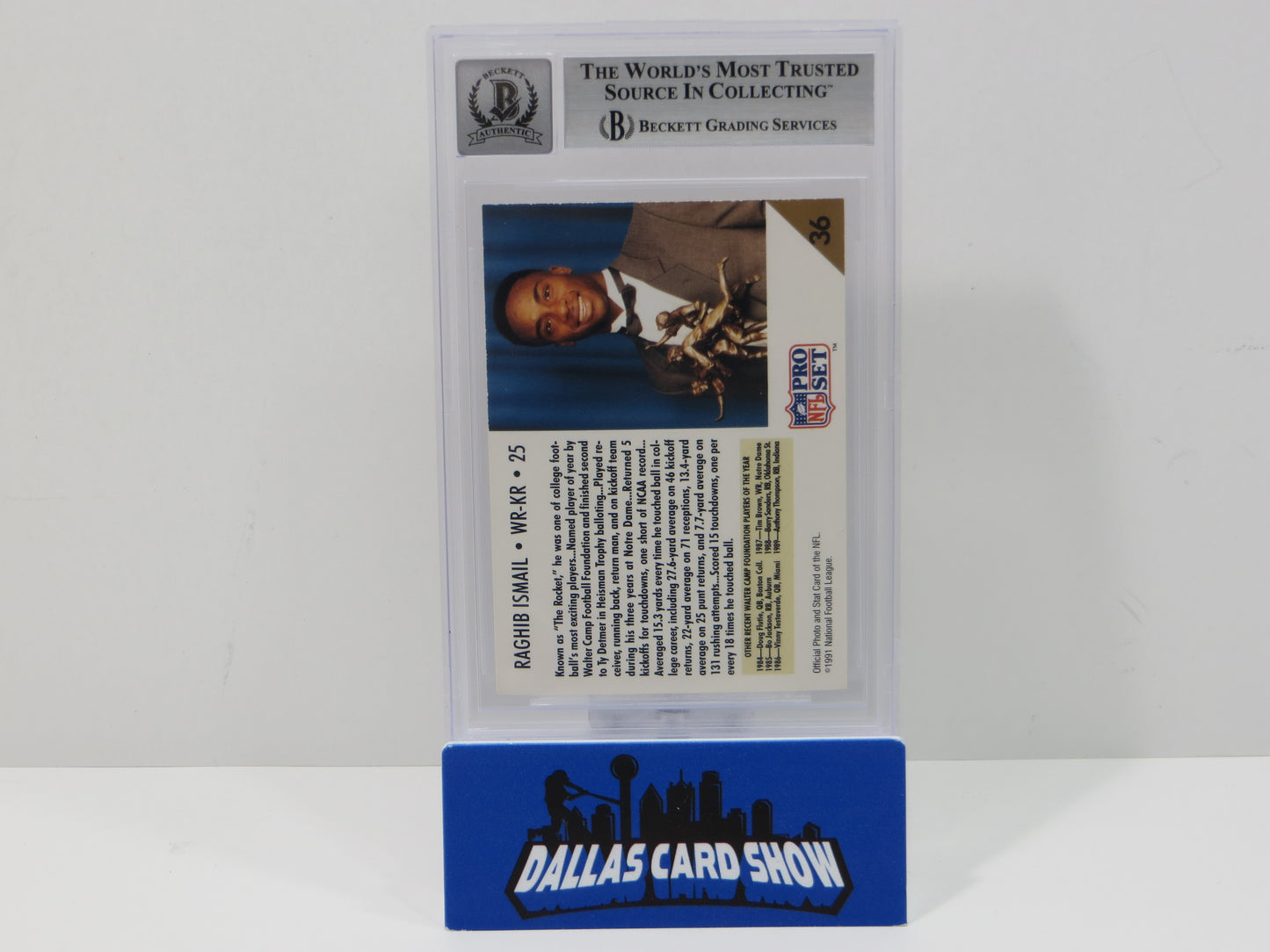 RAGHIB ROCKET ISMAIL SIGNED BGS BAS Slab 1991 Pro Set #36 Notre Dame AUTO 10