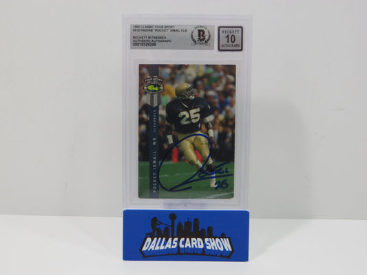RAGHIB ROCKET ISMAIL SIGNED BGS BAS Slab 1992 Classic Four Sport #310 Irish AUTO 10