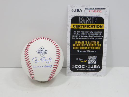 BRUCE BOCHY SIGNED Rawlings 2023 World Series BASEBALL w/INSC Texas Rangers JSA